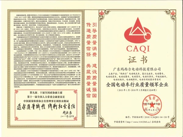 瑪西爾-全國電動車行業質量領軍企業